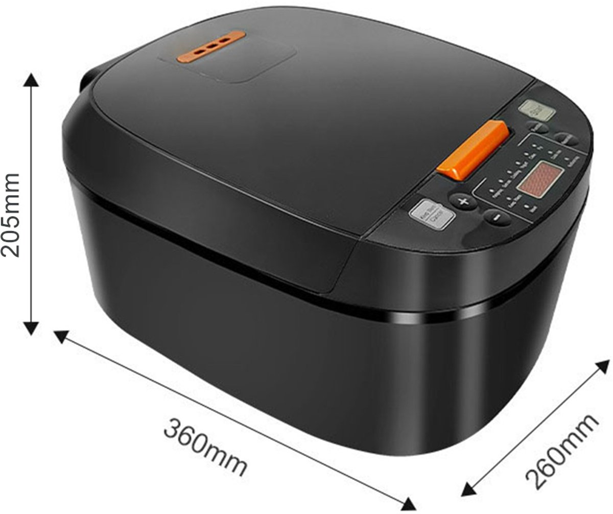 Rijstkoker Multicooker - Rijstkoker - Slimme Rijstkoker - Antiaanbaklaag aan de Binnenkant - 10 kookprogramma's - 5L - Zwart – foto 8
