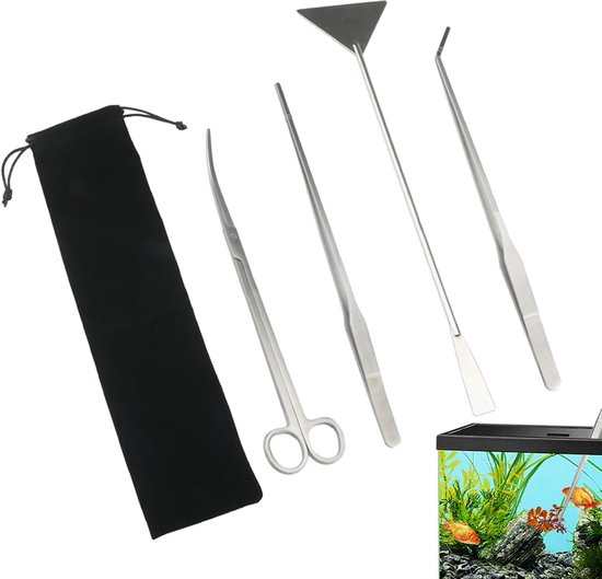Terrarium Gereedschap Set - Aquarium Tools - Planten Onderhoud - Roestvrij Staal - 30 cm - Zilver — afbeelding 4
