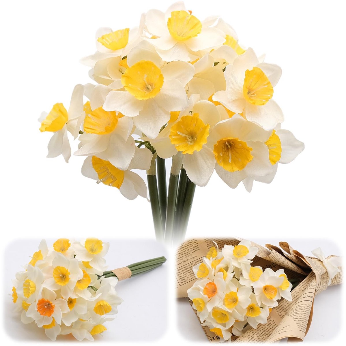 Dailygoods- Kunstmatige Narcissen - 6 Stuks - Nep Bloemen - Zijde/Kunststof - Decoratie Voor Huis/Tuin - Realistisch Ontwerp - Nepbloemen