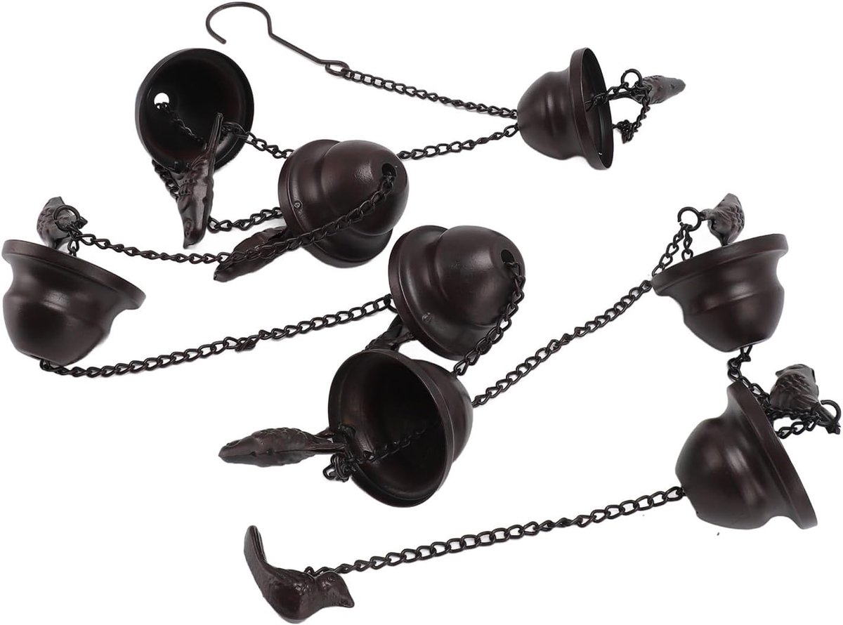 Regenketting Tuindecoratie - Waterafleider Bellen - Tuin Aankleden - Vogel & Bellen Design - 24 Meter - Brons