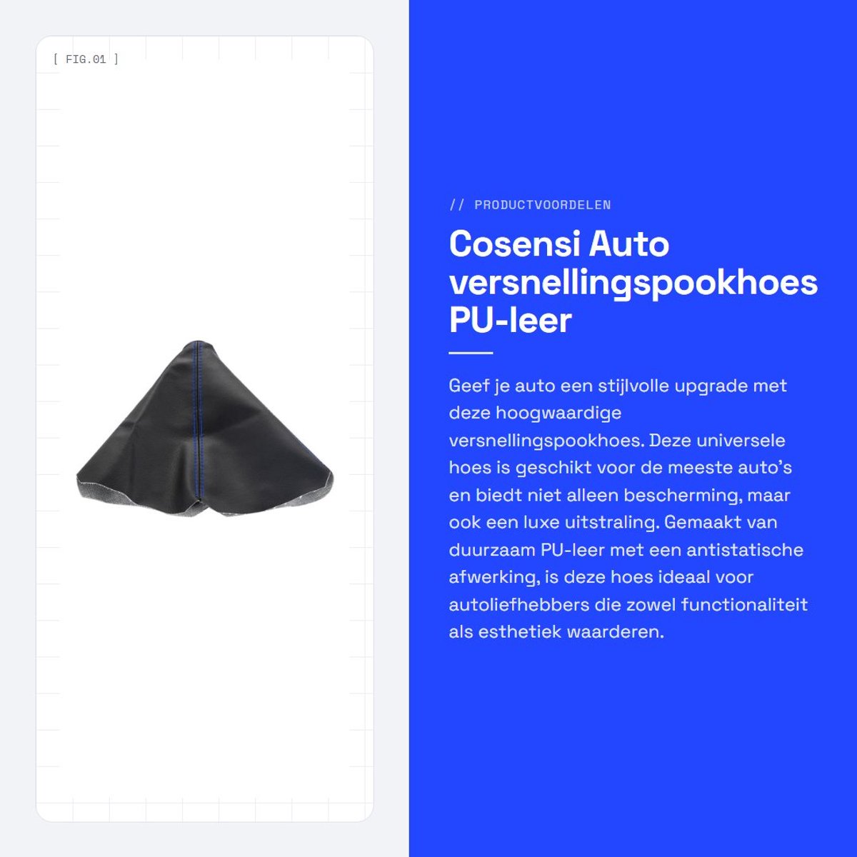 Universele - Dailygoods- Versnellingspookhoes Zwart PU-leer