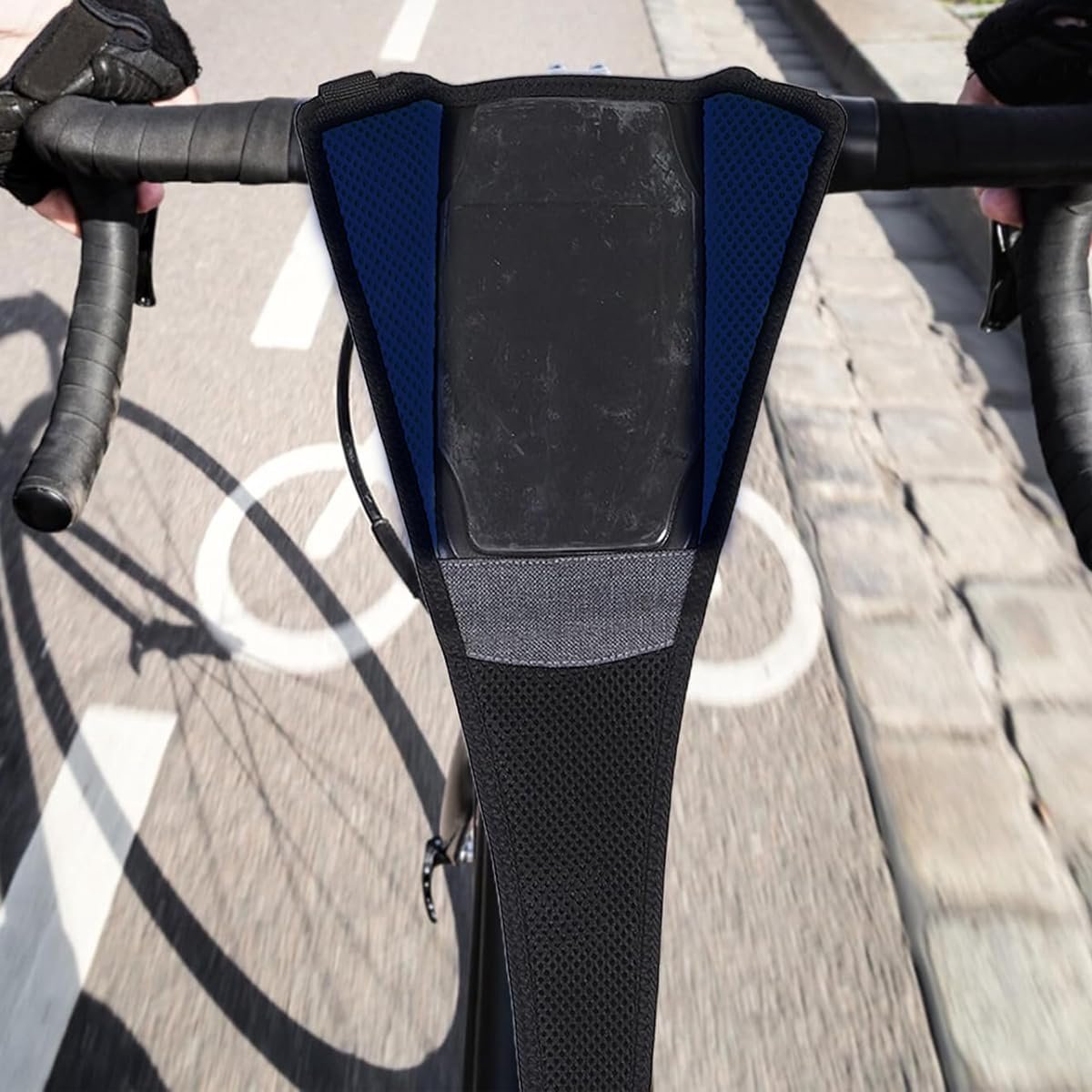 Fiets zweetnet - Zweetpad trainer - Indoor fietsen - Waterdicht materiaal - 23x56cm - Zwart blauw