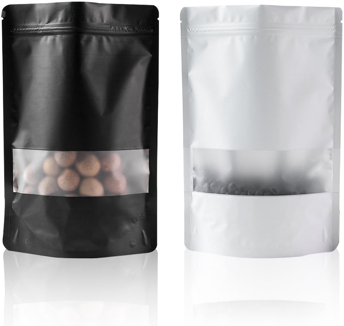 Dailygoods- Mylar Zakken 10 Stuks - Hersluitbare Staande Zakjes - Voedselverpakkingszakken - Geurbestendig - Duidelijk Venster - 24x16cm - Voedselzakken