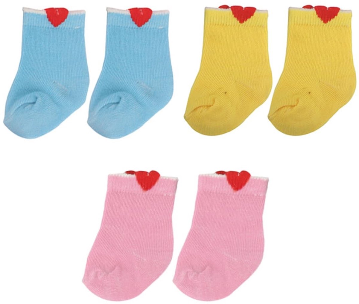 Dailygoods- Poppensokken voor poppen/pluche dieren - 3 paar - Maat 28-35 cm - Zilver - Liefde - Comfortabel en stijlvol - Poppenkleding