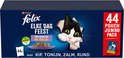 Felix Elka Dag Feest 44 pouch jumbo pack met rund, kip, zalm, tonijn in gelei.