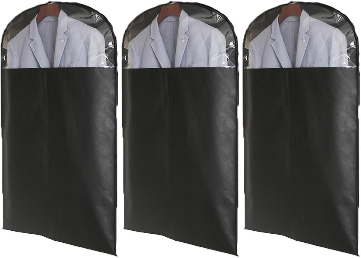 Kledinghoezen Set - Kledingbeschermers - Kleding Opbergen - Ademend Materiaal - 3 Stuks - Zwart