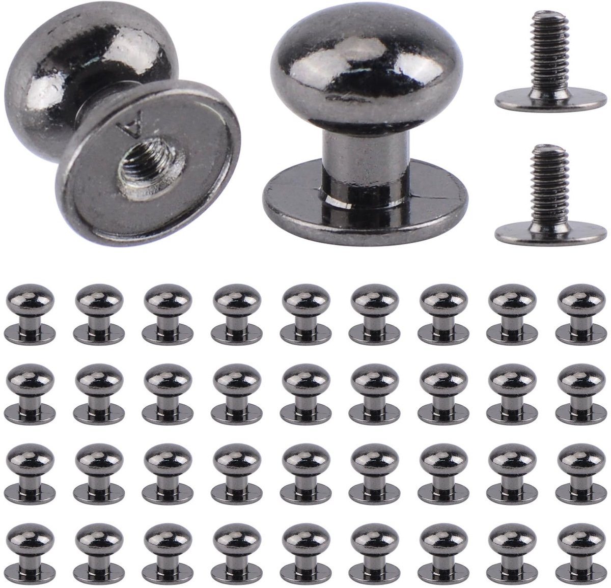 Dailygoods- Knoppen 36 stuks - Mini Ronde Knoppen - Zwarte Legering - Voor Juwelendoos/Kas