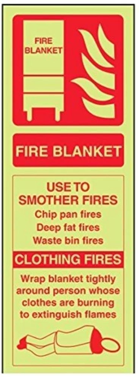 Brandblusser Signaalbord - Branddeken ID - Veiligheid Aangeven - Glow In The Dark - 100 x 280 mm - Rood