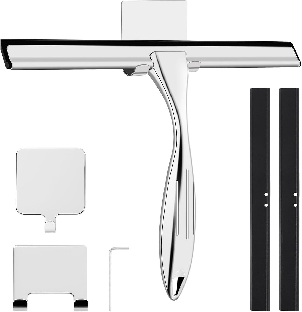Douchewisser - Raamtrekker - Streeploos Reinigen - Inclusief Reserve Rubbers - 25 cm - Zilver