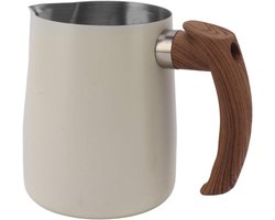 Melkopschuimkan, 304 Roestvrijstalen Koffieopschuimerbeker, Ergonomische Handgreep, Nauwkeurige Uitloop, Ideaal voor thuisbarista's en Koffieliefhebbers (600 ml)