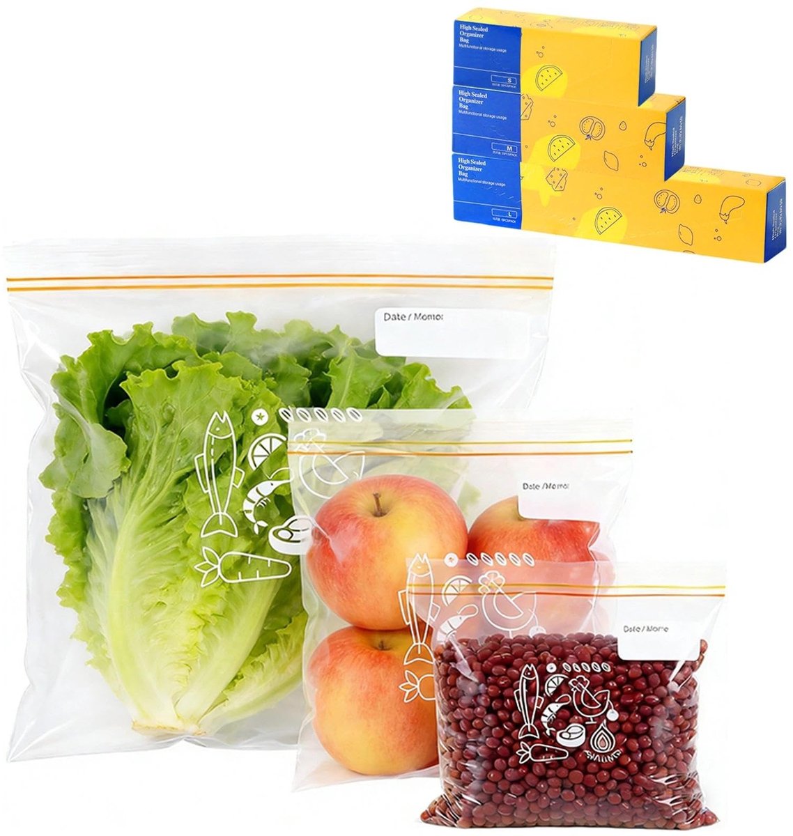Dailygoods- Vrieszakken 70 stuks - Versterkt en lekvrij - Diepvrieszakken met zipsluiting - 3 liter - Afdichting voor levensmiddelen - Voorkomt geuroverdracht