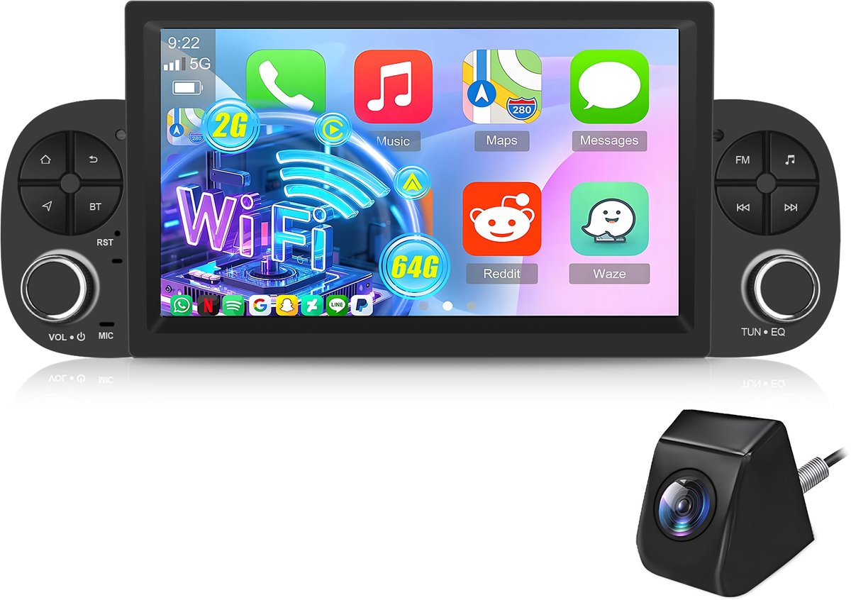 Cestovet Autoradio - Android 15.0 Systeem - Geschikt Voor Fiat Panda 2012 t/m 2024 - Draadloos Apple CarPlay & Android Auto - Ram 2GB + Rom 64GB - GPS Navigatie Bluetooth WIFI - Radio Scherm