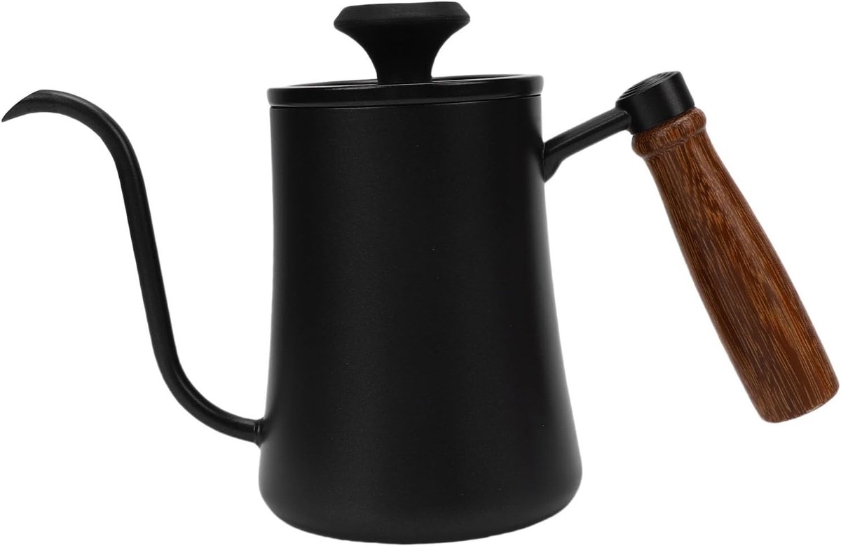 Theeketel met thermometer - Koffiezetketel schenkkan - Precieze dranken bereiden - Ingebouwde temperatuurmeter - 500 ml - Zwart