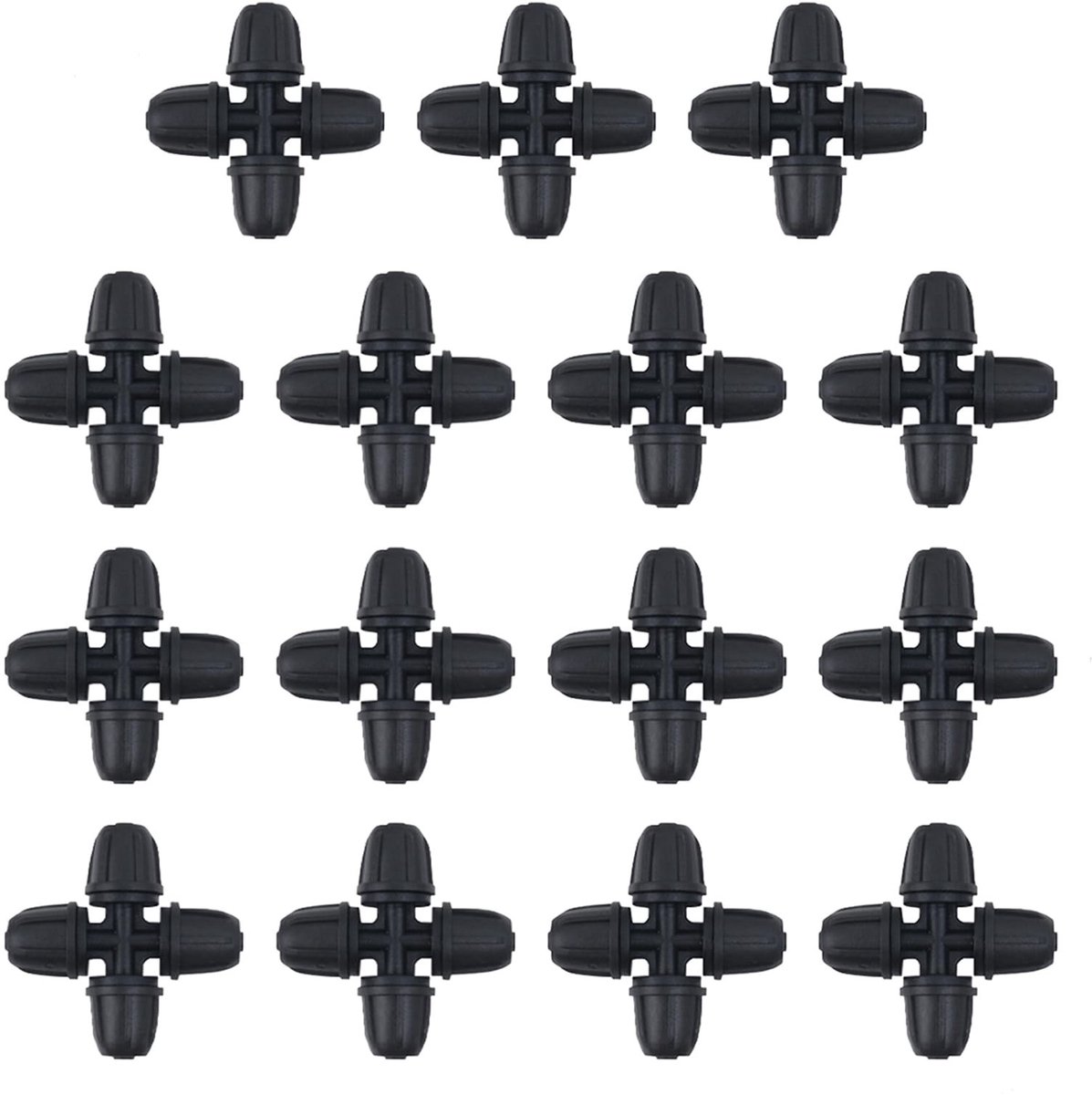 Dailygoods- Irrigatieconnectoren 15 stuks - 4-weg Slangaansluiting - Hoogwaardige Vergrendeling - Weerhaakaansluitingen - Lekpreventie - Veiligheidswaarschuwing - Slangverbinder