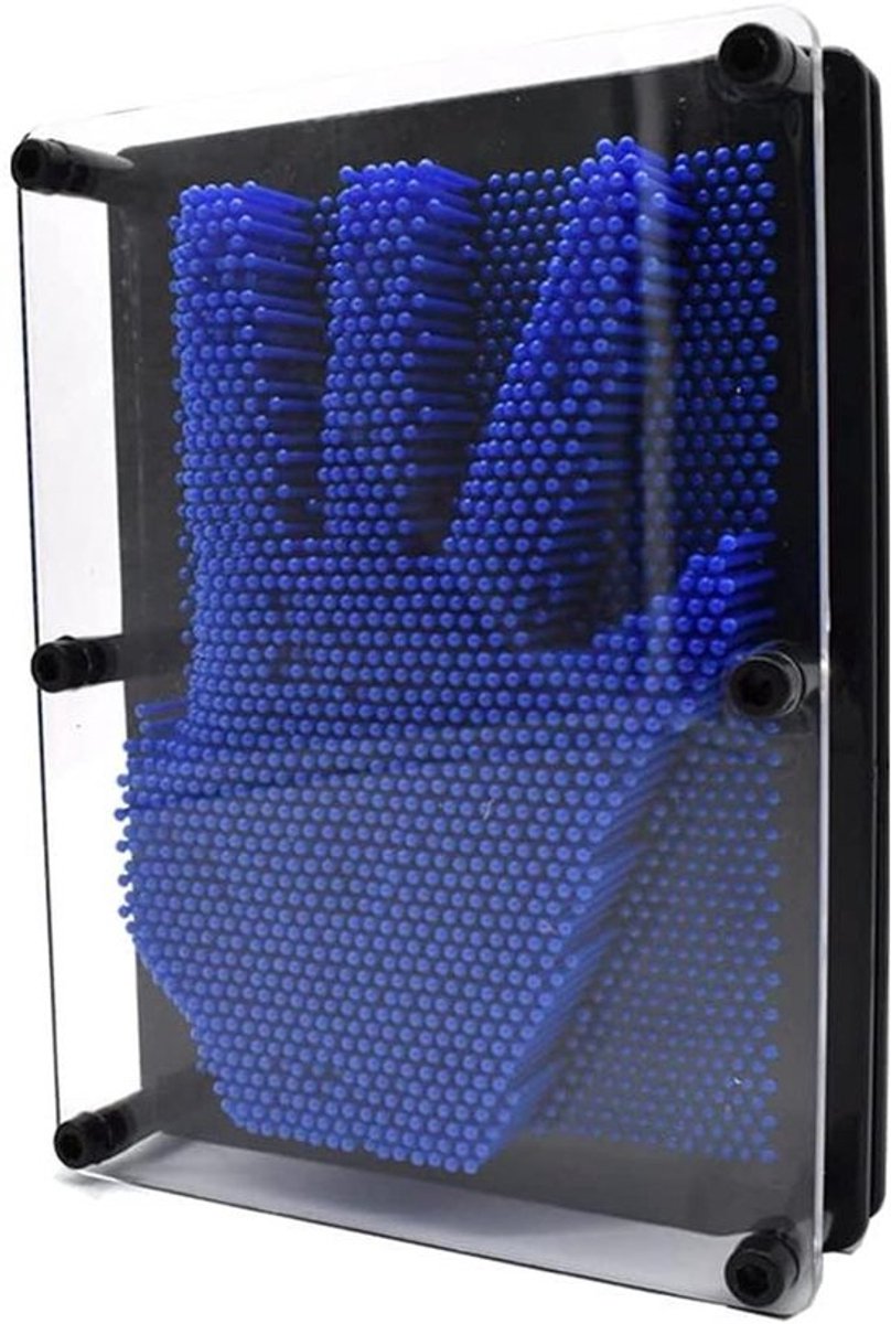 - 3D Pin Art Sculpture - Pin Impressie - Handvorm - Nieuwigheid Cadeau - Blauw - Creatieve Pin Art Toy - Geschikt voor Kinderen en Volwassenen - 3D Pin Art Sculpture Speelgoed - Blauw Model.