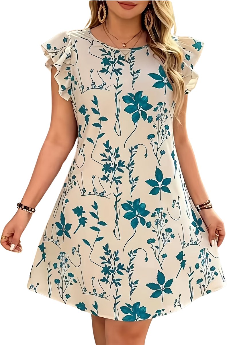 Currero Zomerjurk Dames Zomerjurken Volwassenen Vrouwen Midi Jurk Ibiza Stijl Sundress Dress Abrikoos + Blauw