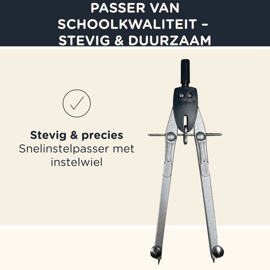Geodriehoeken & Passer Set – Zwart etui met liniaal, gum, sjabloon en formules