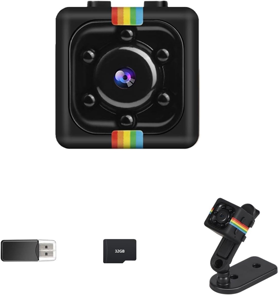 Verborgen Camera - Mini Spionagecamera - Binnen Bewaken - Geen Wifi Nodig - 32GB Geheugen - Zwart