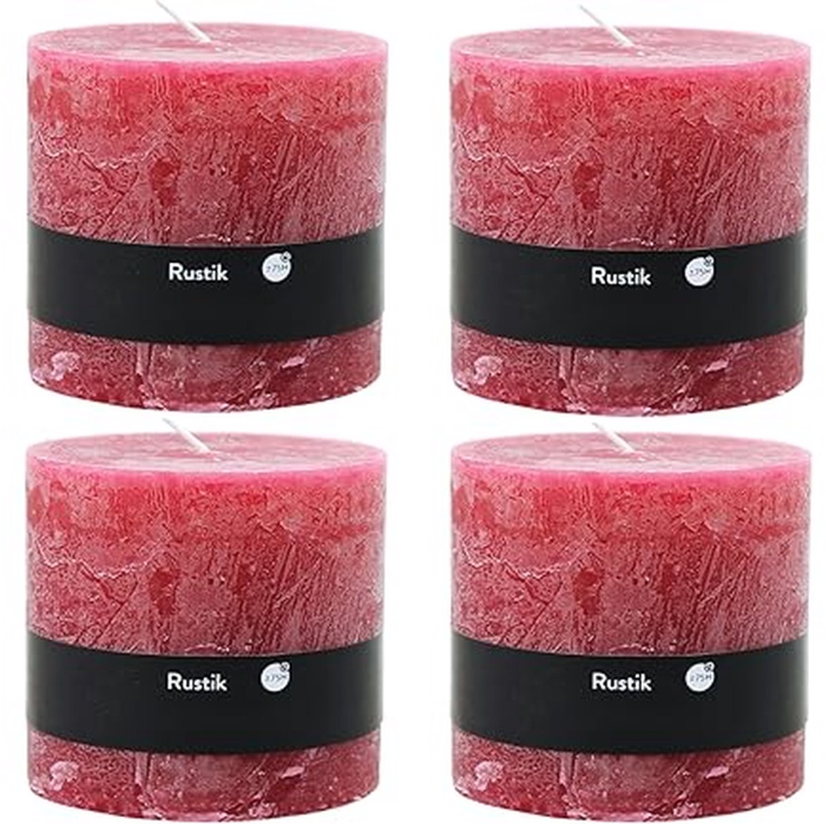 Stompkaarsen Rustiek - Blok kaarsen - Gezellige sfeer - Druppelvrij weinig roet - 4 stuks 10x10cm - Kaarsenrood