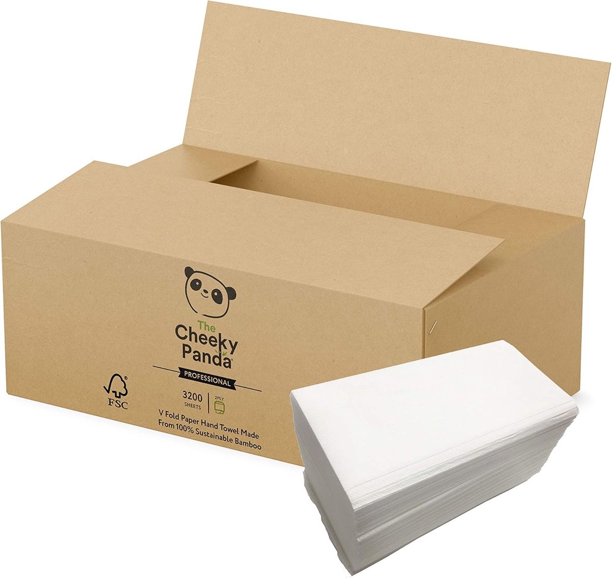 V-gevouwen papieren handdoeken - 3200 vellen - 2-laags - voor dispensers
