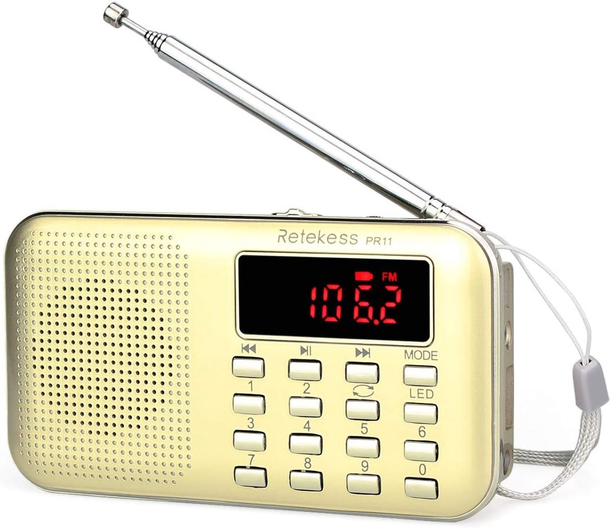 Noodradio Draagbare Radio AM FM-Zakradio met MP3-Speler Ondersteunt USB Schijf en TF-kaart - Noodzaklamp (goud)