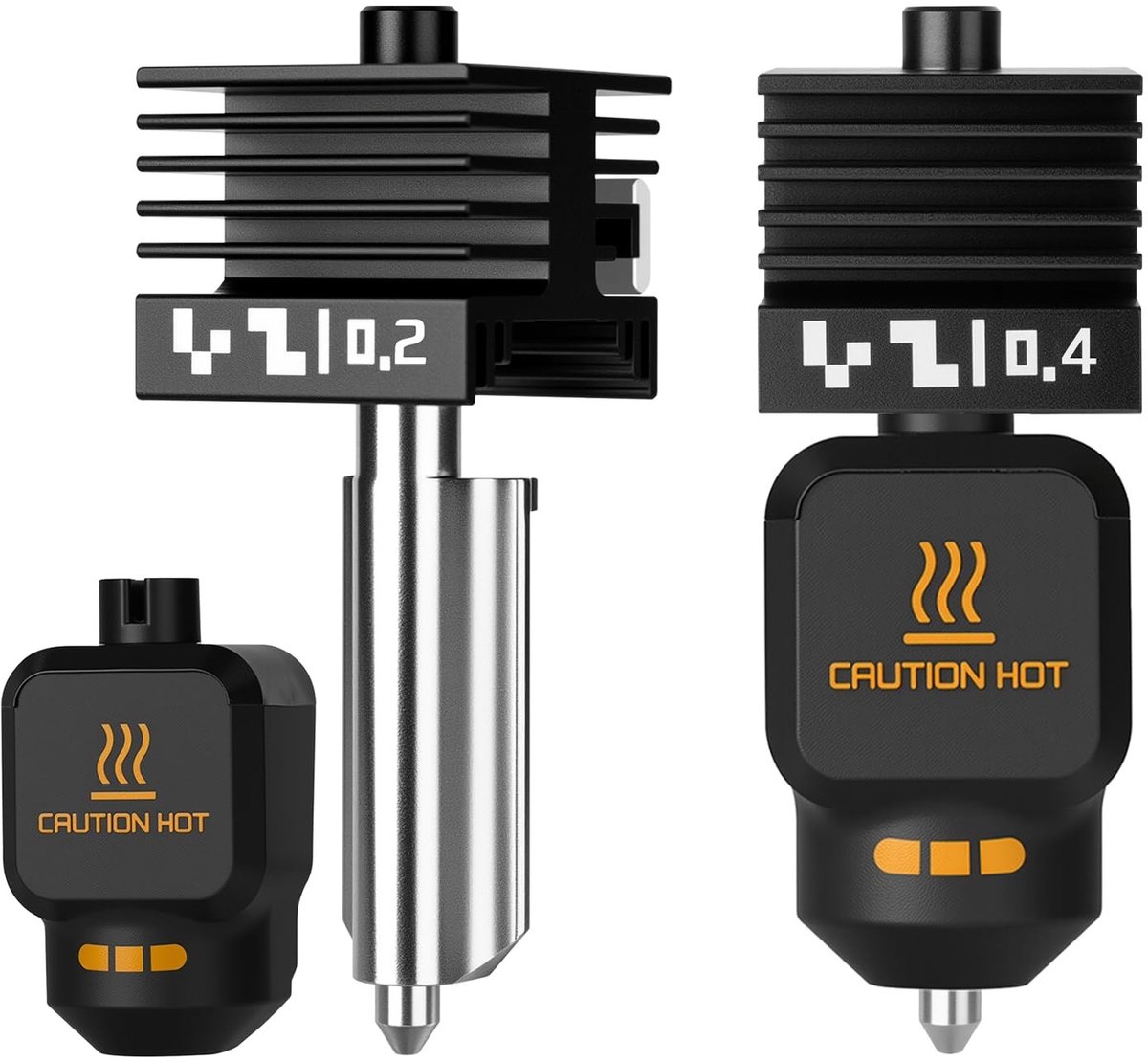 Dailygoods- Hotend Quick Swap - 0,2 mm/0,4 mm Mondstuk - Gehard Staal - Siliconen Afdekking - Compatibel met Bambu Lab X2D/P2S - Hoge Temperatuur - 3D-printer Nozzle