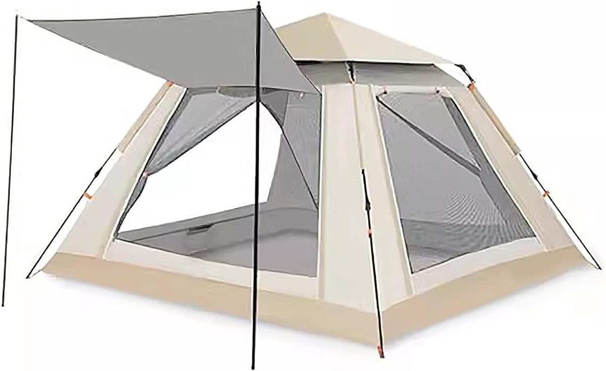 Kampeertent - Outdoor Tent - Kamperen en Recreatie - Hoge UV-bescherming - Voor 3-4 personen - Grijs