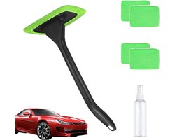 Voorruit Reiniger - Interieur Glaswisser - Auto Interieur - 180° Draaibare Kop - Wasbaar Pad - Groen
