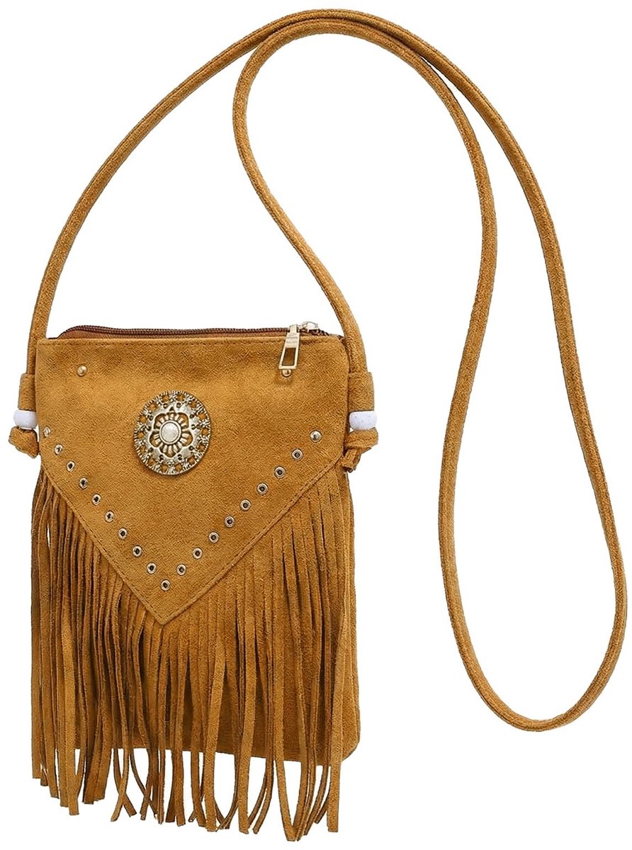 Dailygoods- Handtas Kleine - Crossbody Tas - Hippiekostuum Dames - Jaren '70 Stijl - Klinknagels - Duurzaam PU-Materiaal - Schoudertas