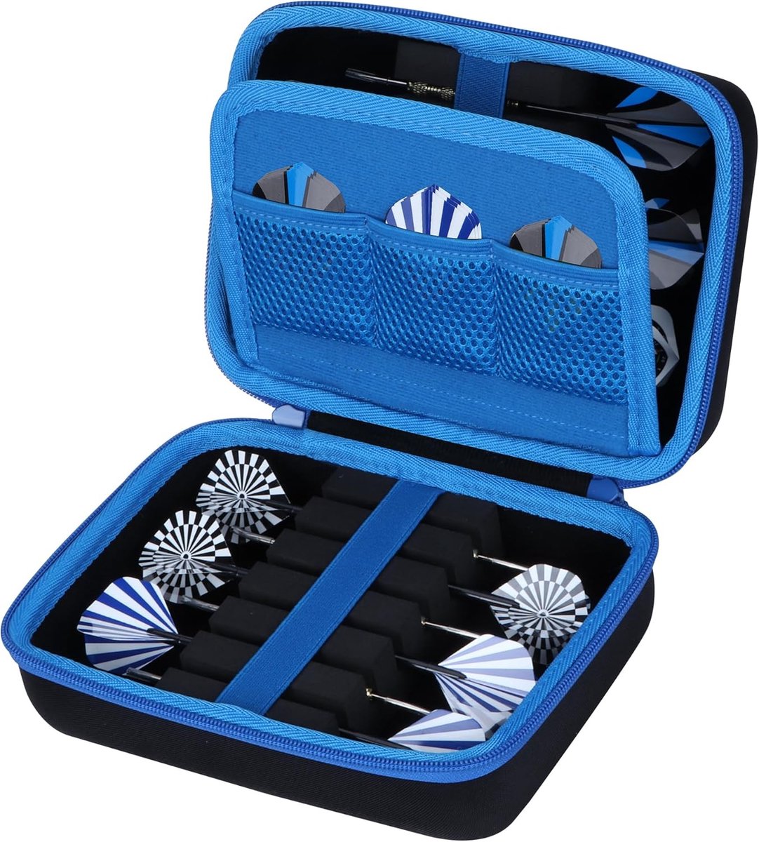 Hardcase Dartpijlen Etui - Dartpijlen Opberger - Darts Beschermen - Voor 12 Darts - 237 cm - Zwart Blauw