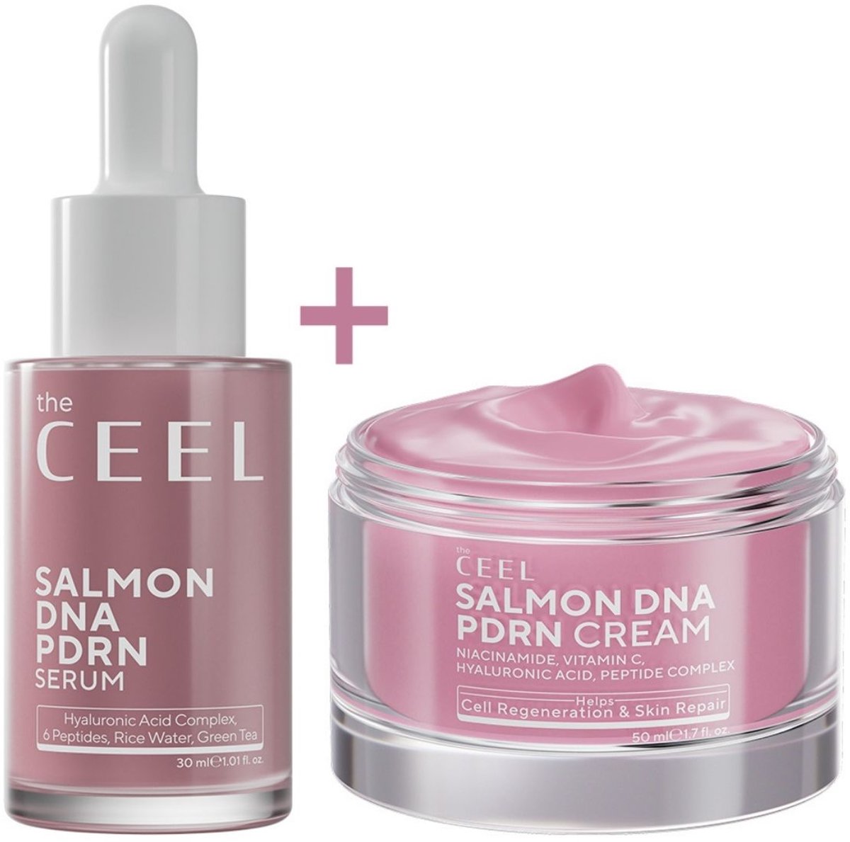 The CEEL salmon DNA PDRN skincare set - PDRN serum 30 ml + gezichtscrème 50 ml - Korean skincare - Hyaluronzuur, ceramiden & peptiden – Intensieve hydratatie, huidbarrière & glow