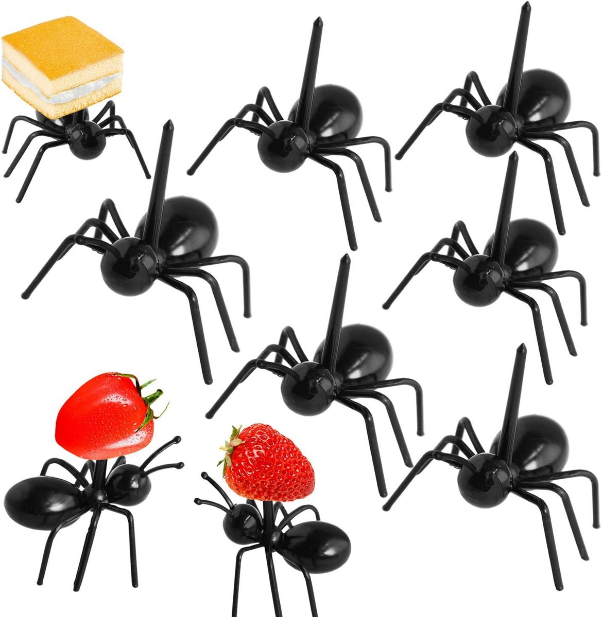 Dessertvorken Mieren - Cakeprikkers Snackvorkjes - Feestelijk Serveren - Grappig Dierontwerp - 24 Stuks - Zwart