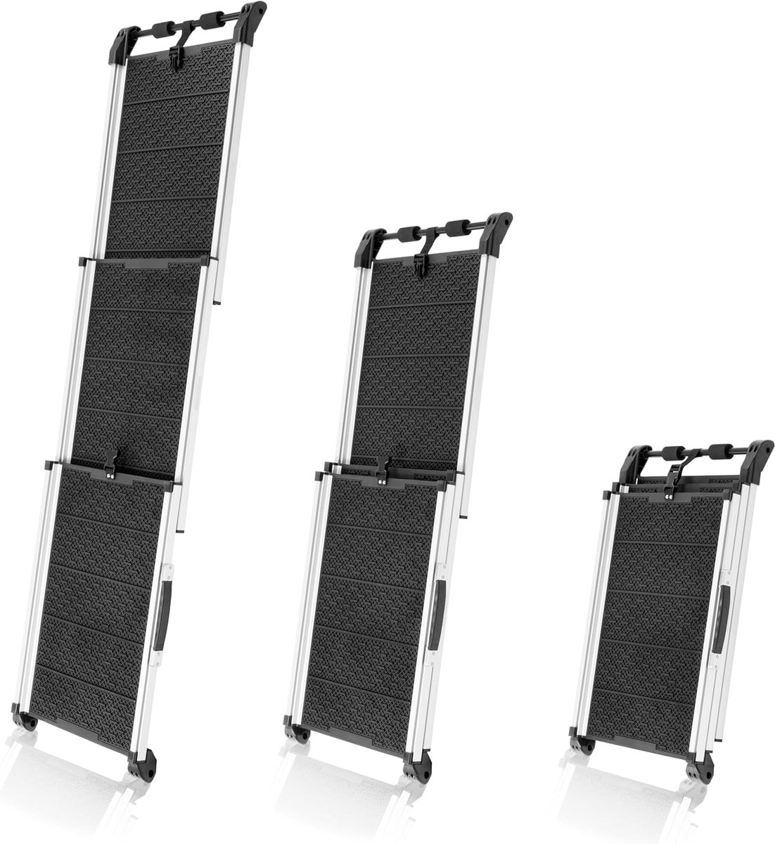 Hondenloopplank Auto - Hondentrap Uitschuifbaar - Veilig Instappen - Reflecterende Zijkanten - 90kg Capaciteit - Zwart