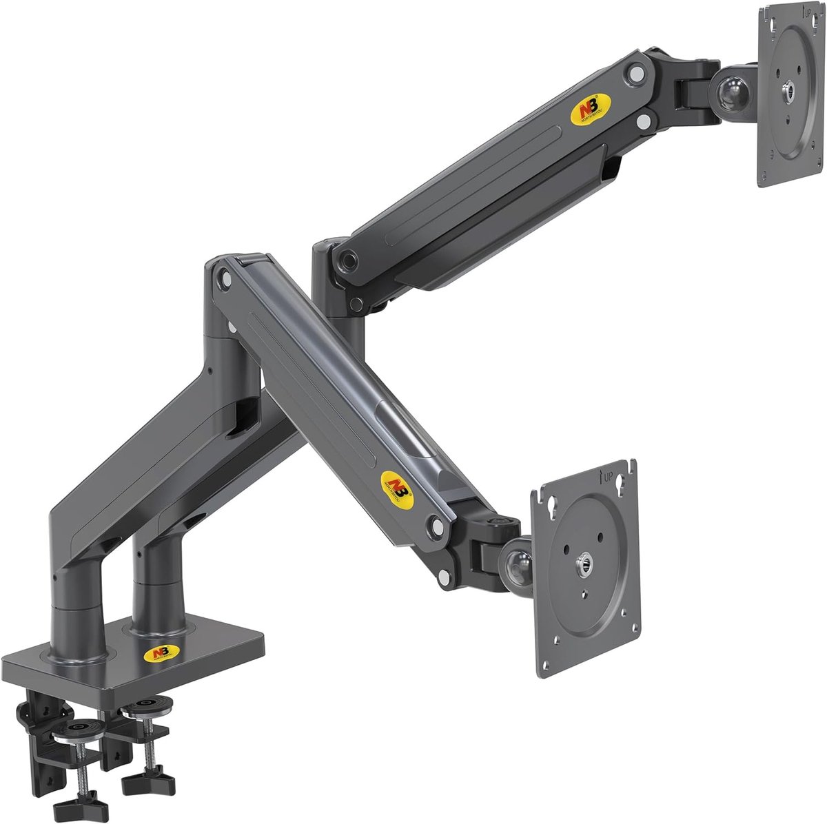 Monitorarm Bureau - Dubbele Monitorsteun - Ergonomisch Werken - Gasveer Verstelling - 2x 32 Inch - Zwart
