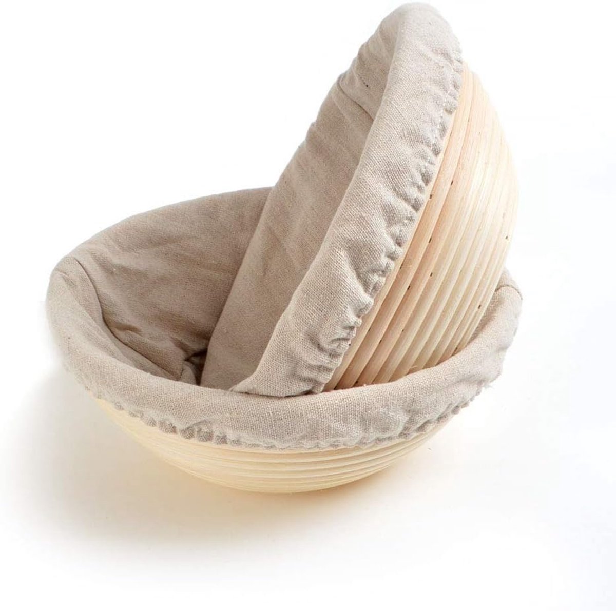 Brood Proofing Mand - Rijsmandje Deeg - Ambachtelijk Brood Bakken - Inclusief Linnen Voering - 9 Inch Rond - Beige