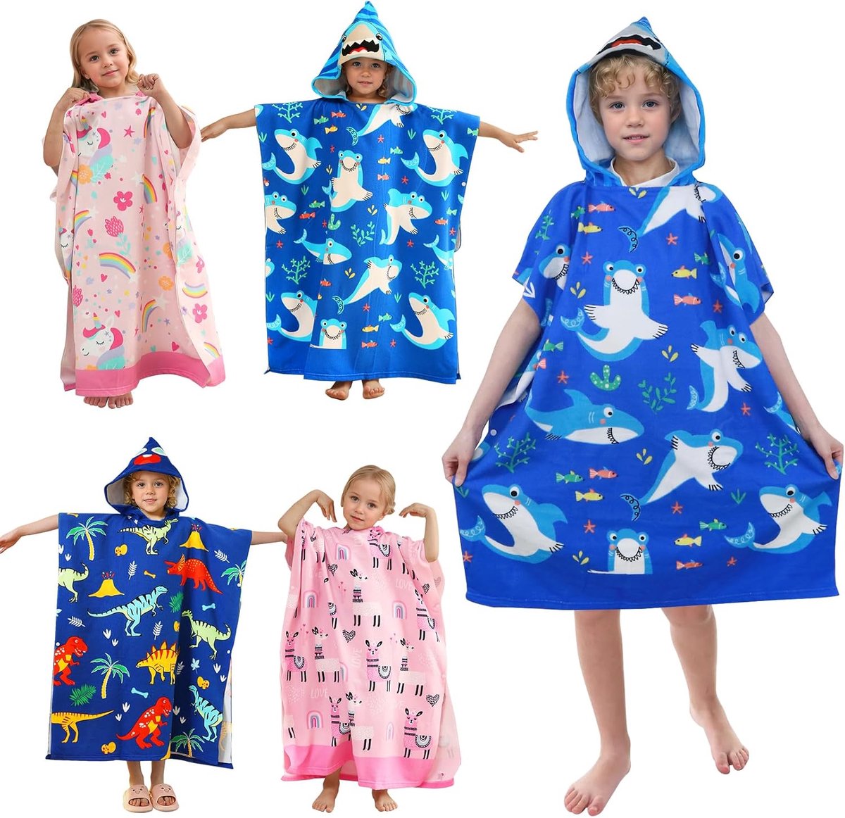 SnelShoppen - Extra Grote Hooded Bath Poncho voor Kinderen - Microfiber Strandhanddoek - Ideaal voor Zwembad, Bad en Strand - 90 x 75 cm - Schattige C