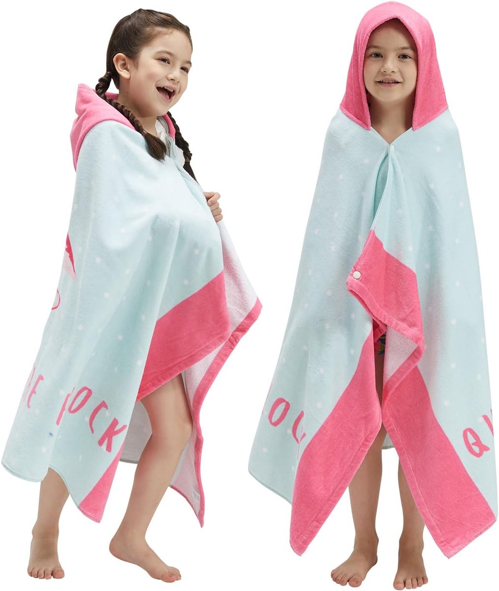 SnelShoppen - Kids Badhanddoek, Kapdoek voor Kinderen, 100% Katoen, 50x30 Inch, Flamingo, Geschikt voor 3-12 Jaar, Perfect voor Strand, Bad en Feestda