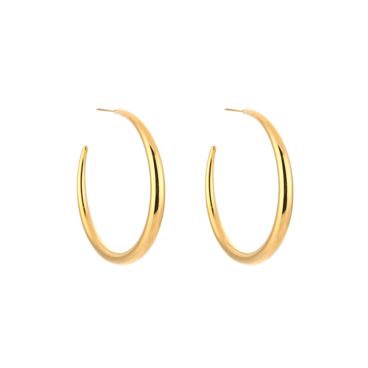 Stainless Steel Chique Hoops – Elegante & Tijdloze Grote Oorringen - RVS - Goud