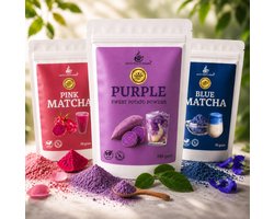 Mito latte 3pack - Purple powder - Blue Matcha - Pink dragonfruit latte - Matcha latte - Poeder