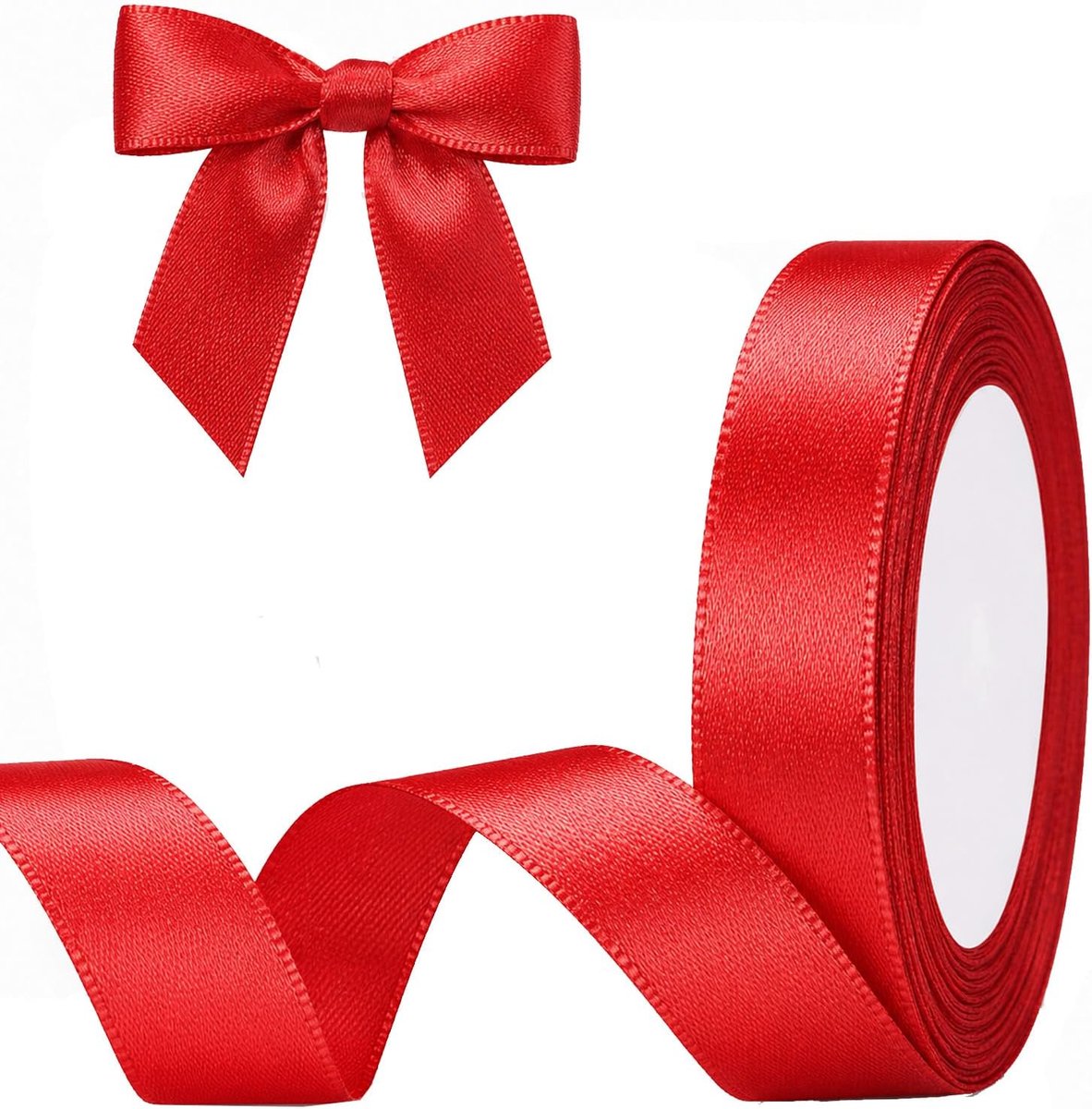 SnelShoppen - Rode Satin Ribbons 20mm x 22m - Cadeauribbon voor Verpakking, Feestdecoratie, Handgemaakte Decoratie, Kerst, Verjaardag, Bruiloft
