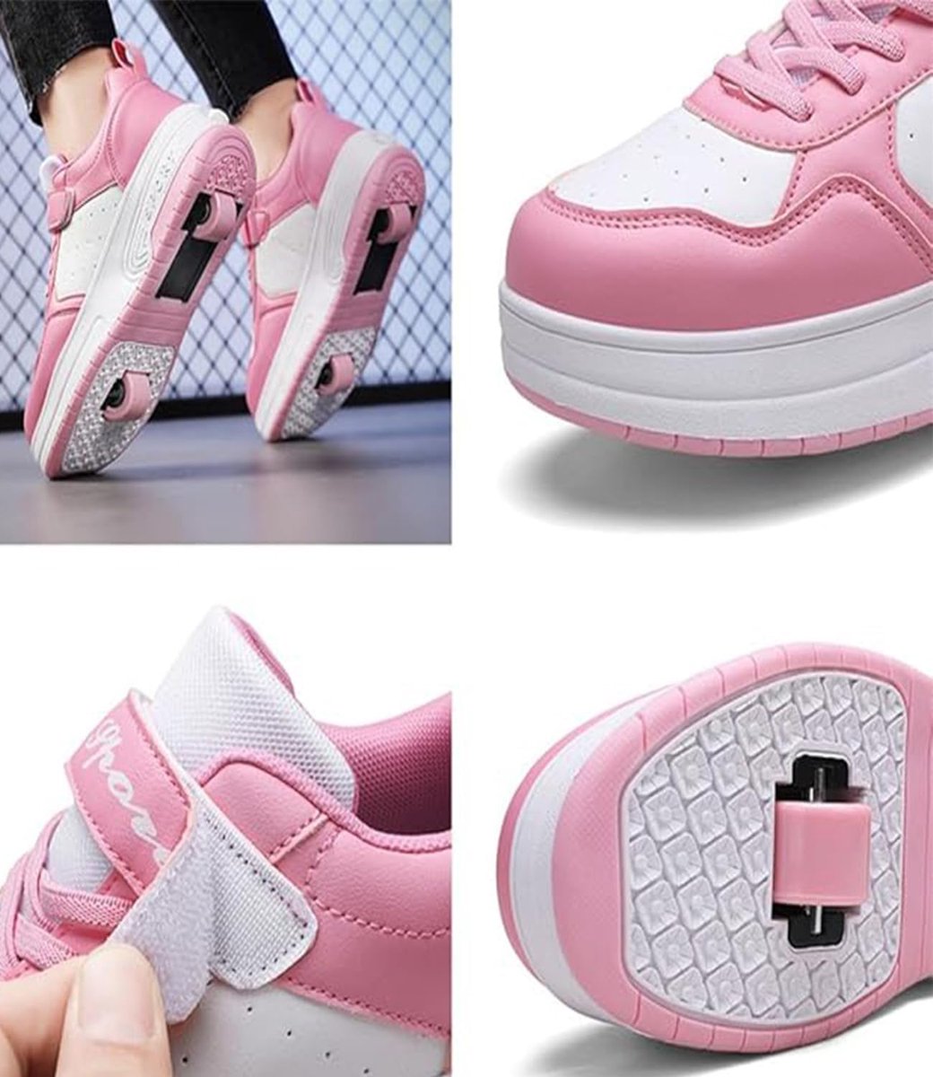 SnelShoppen - ENEN Jongens Meisjes Schoenen Outdoor Trainers met Wielen, Inklapbare Wielen, 2-in-1 Roller Skates, Gym Schoenen voor Kinderen, Perfect