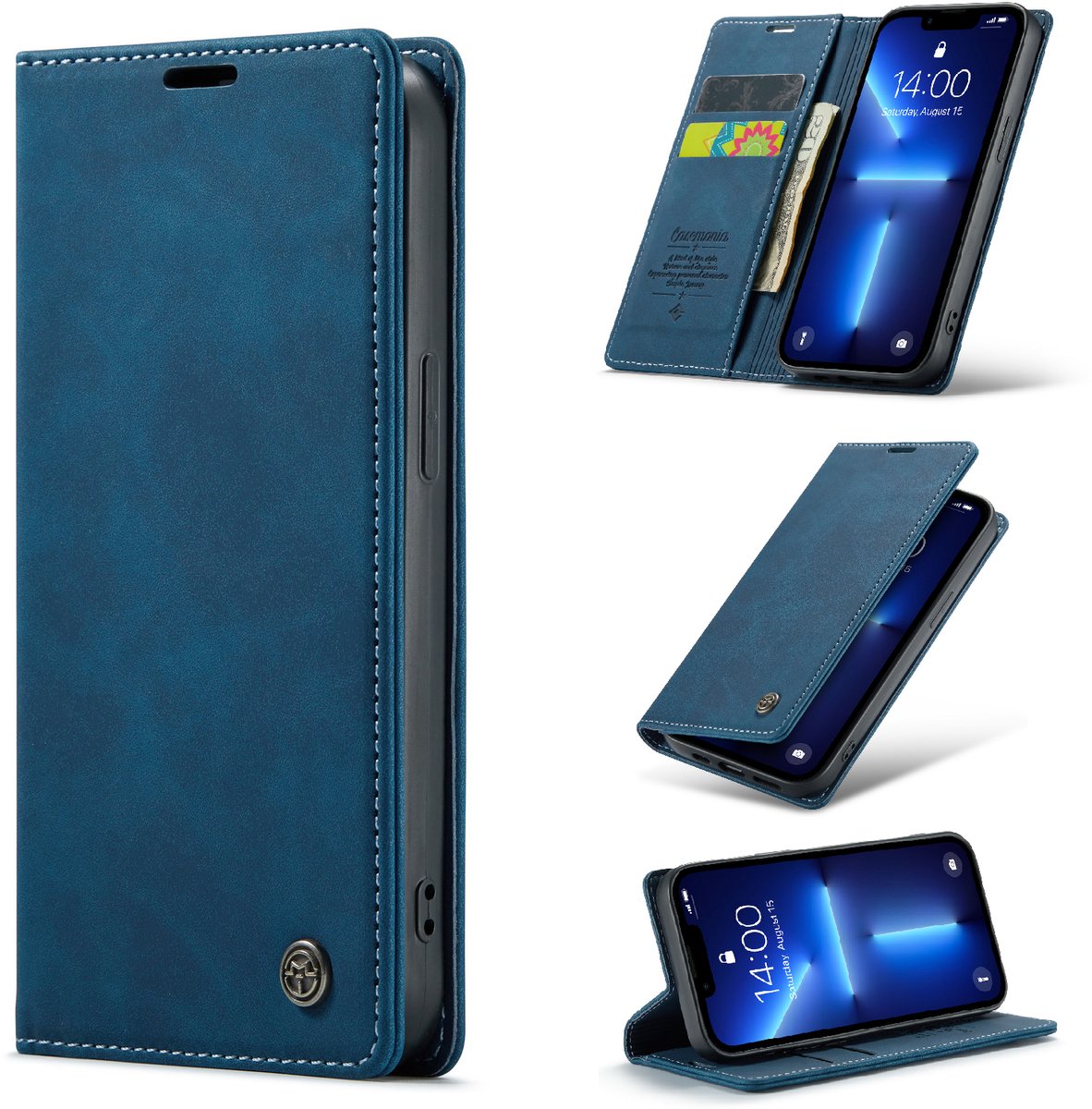 Casemania Hoesje Geschikt voor OnePlus Nord CE5 - Navy Blue - Dunne Portemonnee Book Case - Slim Wallet Case met Pasjeshouder
