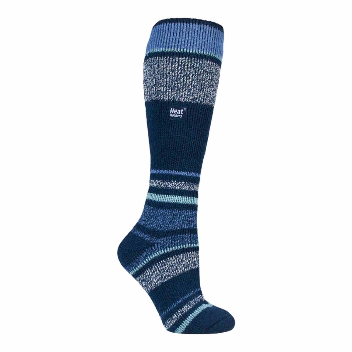 Heat Holders Dames kniehoge thermo skisokken Indigo Streep