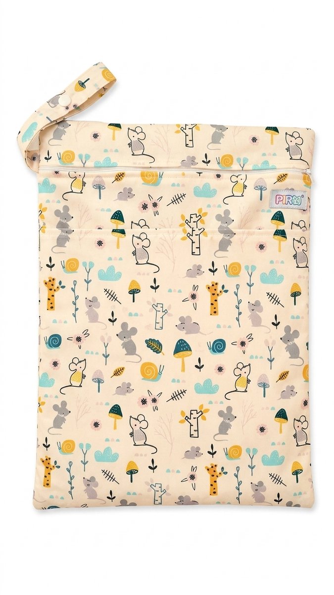 Piriuki Wetbag Groot – 32 × 30 cm – 2 Vakken – Muisje