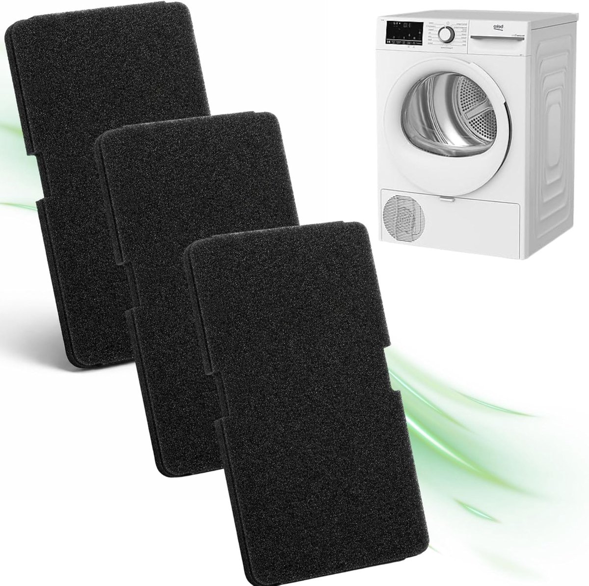 SnelShoppen - Set Van 3 Droger Filters, Slijtvaste Sponsfilter, 100% Compatibel Vervangingsonderdeel Voor Wasdrogers, Eenvoudig Te Installeren Droger