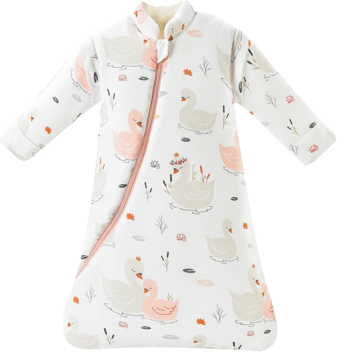 SnelShoppen - Babyslaapzak Winter 3,5 TOG voor Kinderen, Verdikte Slaapzak voor Jongens en Meisjes, S (65-75 cm), Mooie Zwaan, Ideaal voor Reizen en L
