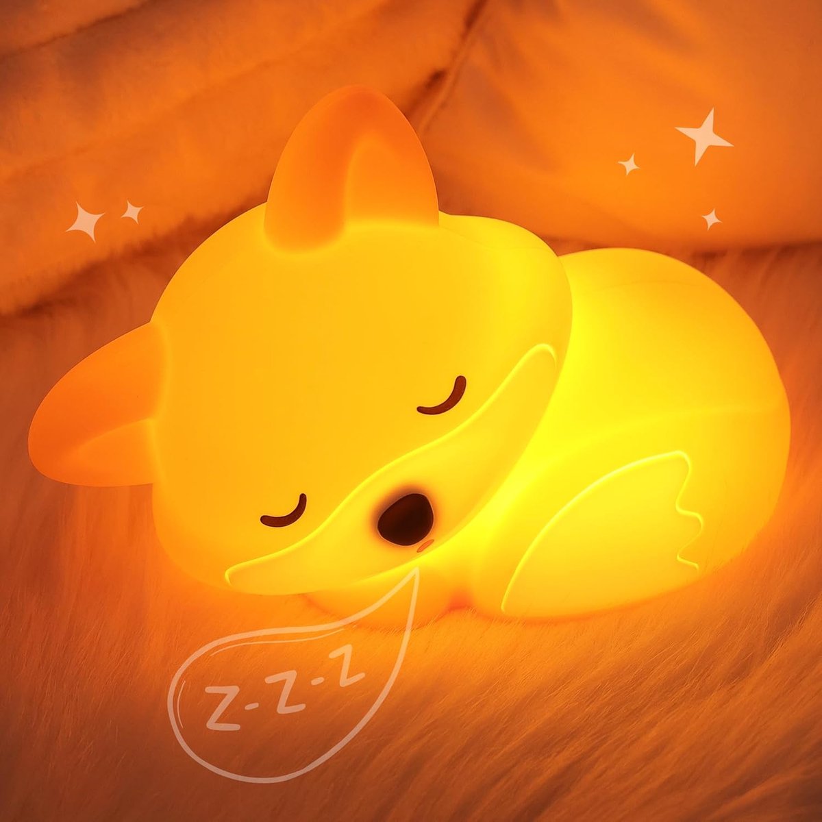 SnelShoppen - Oplaadbaar Dimbaar Nachtlampje voor Kinderen - Siliconen Fuchs Bedlampje met Timer - Schattige Decoratie voor Jongens en Meisjes - Perfe