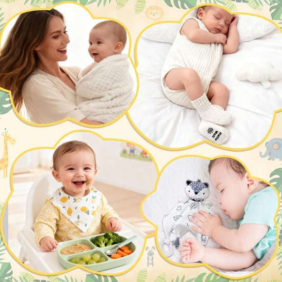 Thijox - Baby Luiertaart Cadeauset - 8-delige Premium Pasgeboren Set met Vosje Speentje & Houten Rammelaar - Geboortecadeau in Bamboe Doos voor Jongen — afbeelding 5