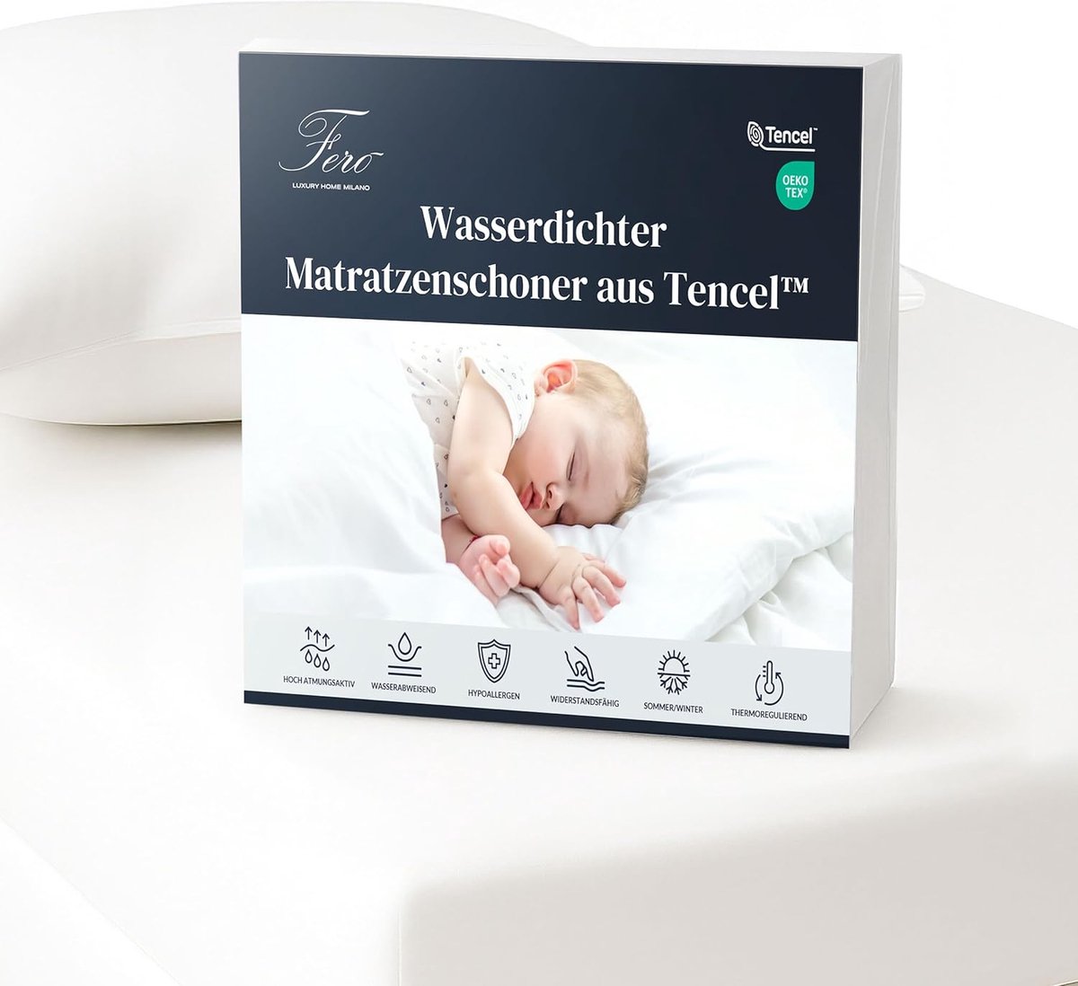 SnelShoppen - Ferò Matrasbeschermer Baby Ledikant 70x140 cm - Premium Waterdichte Tencel Matrashoes - Ademend, Anti-Huisstofmijt, Geruisloos, Elastisc