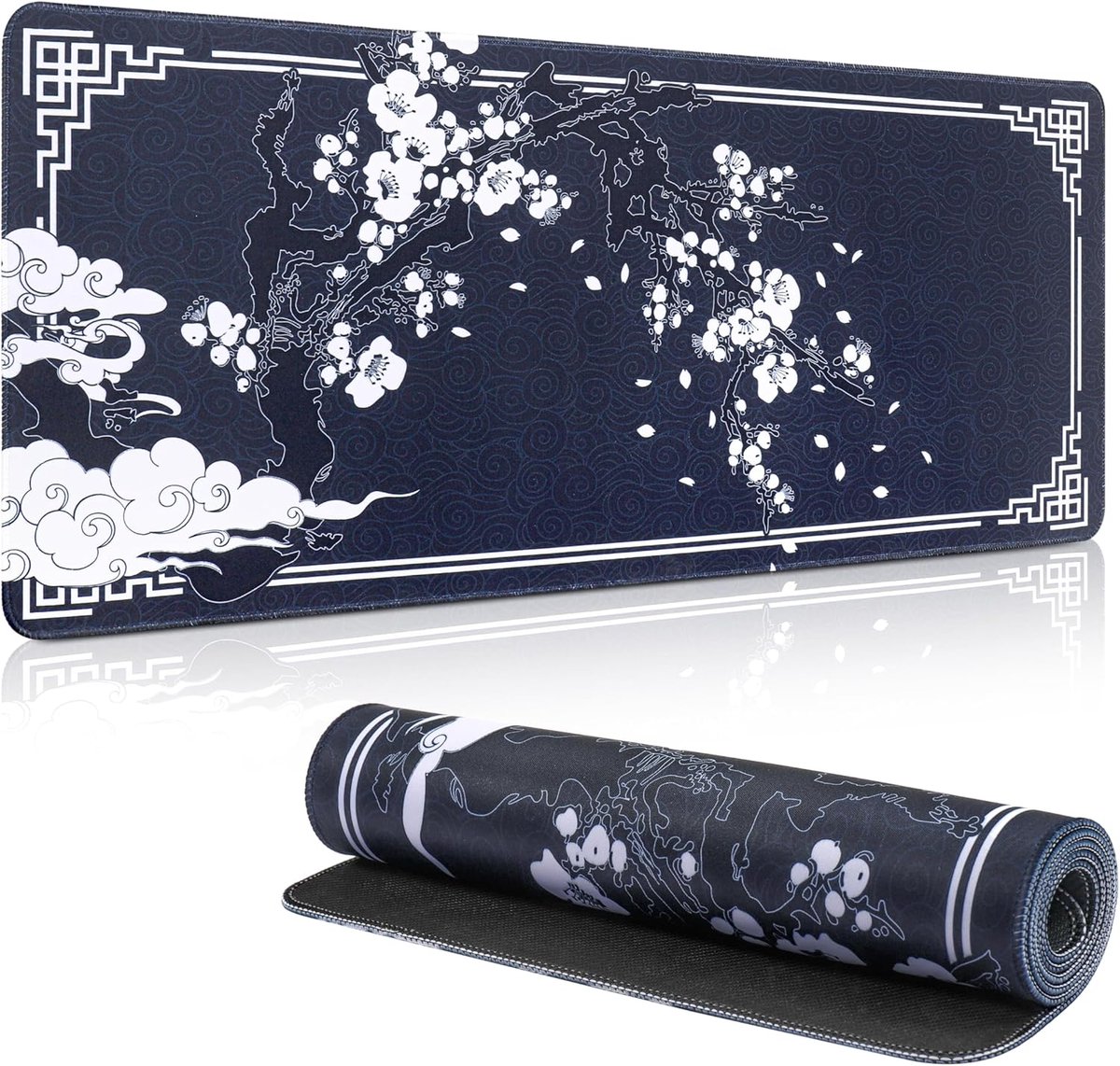 SnelShoppen - Gaming-muismat XXL 800 x 300 mm, Antislip, Verbeterd Precisie en Snelheid, Japanse Pruimenbloesem Design, Ideaal voor PC Gamers